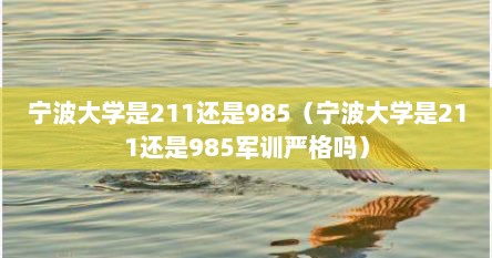 宁波大学是211还是985（宁波大学是211还是985军训严格吗）