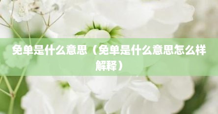 免单是什么意思（免单是什么意思怎么样解释）