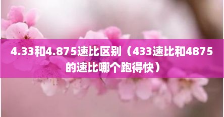 4.33和4.875速比区别（433速比和4875的速比哪个跑得快）