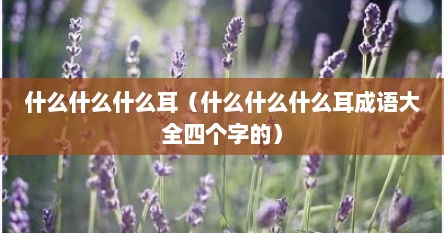 什么什么什么耳（什么什么什么耳成语大全四个字的）