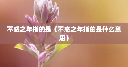 不惑之年指的是（不惑之年指的是什么意思）