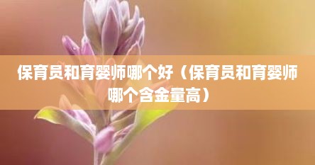 保育员和育婴师哪个好（保育员和育婴师哪个含金量高）