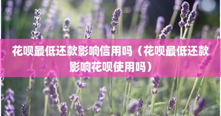 花呗最低还款影响信用吗（花呗最低还款影响花呗使用吗）