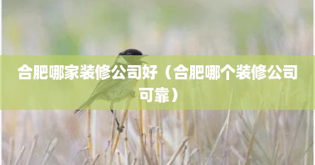 合肥哪家装修公司好（合肥哪个装修公司可靠）