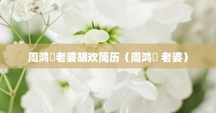 周鸿祎老婆胡欢简历（周鸿祎 老婆）