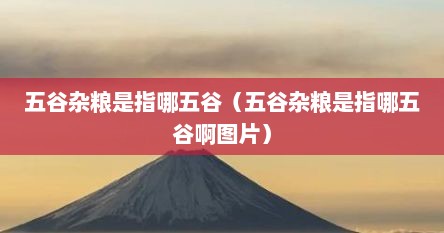 五谷杂粮是指哪五谷（五谷杂粮是指哪五谷啊图片）