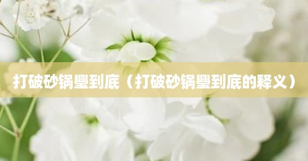 打破砂锅璺到底（打破砂锅璺到底的释义）