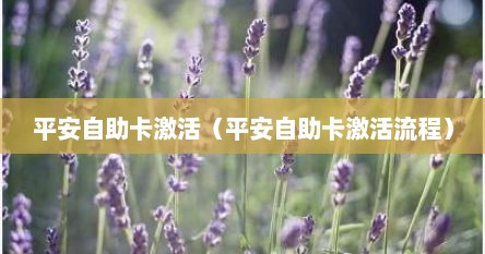 平安自助卡激活（平安自助卡激活流程）