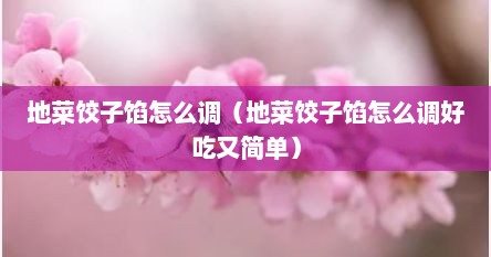 地菜饺子馅怎么调（地菜饺子馅怎么调好吃又简单）