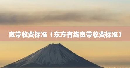 宽带收费标准（东方有线宽带收费标准）