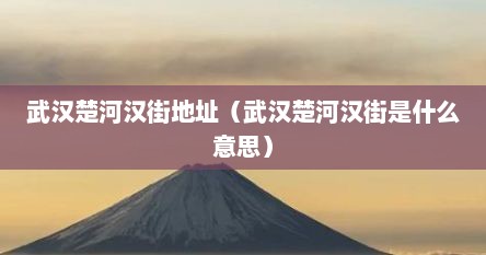 武汉楚河汉街地址（武汉楚河汉街是什么意思）