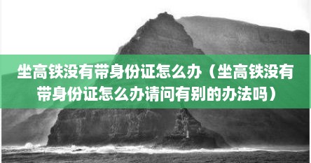 坐高铁没有带身份证怎么办（坐高铁没有带身份证怎么办请问有别的办法吗）