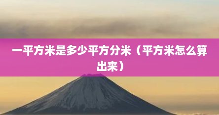 一平方米是多少平方分米（平方米怎么算出来）