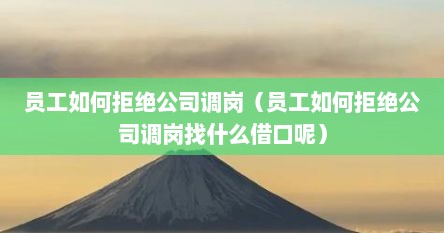 员工如何拒绝公司调岗（员工如何拒绝公司调岗找什么借口呢）