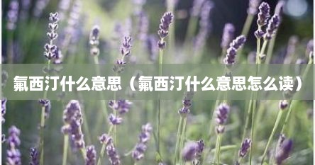 氟西汀什么意思（氟西汀什么意思怎么读）