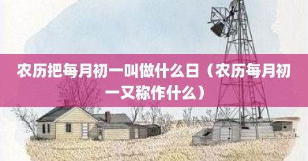 农历把每月初一叫做什么日（农历每月初一又称作什么）