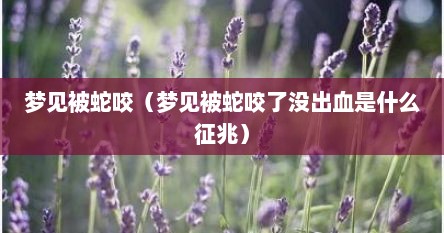 梦见被蛇咬（梦见被蛇咬了没出血是什么征兆）