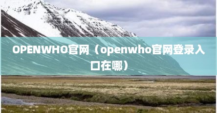 OPENWHO官网（openwho官网登录入口在哪）