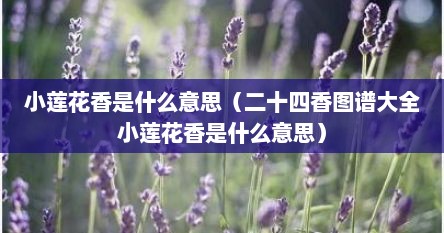 小莲花香是什么意思（二十四香图谱大全小莲花香是什么意思）