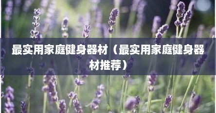 最实用家庭健身器材（最实用家庭健身器材推荐）