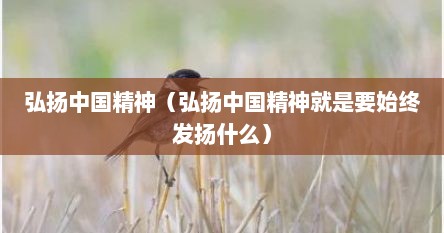 弘扬中国精神（弘扬中国精神就是要始终发扬什么）