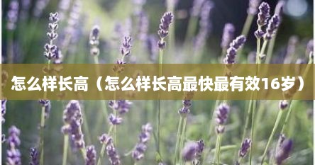 怎么样长高（怎么样长高最快最有效16岁）