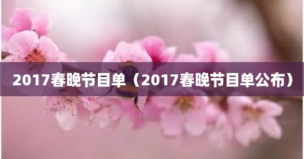 2017春晚节目单（2017春晚节目单公布）