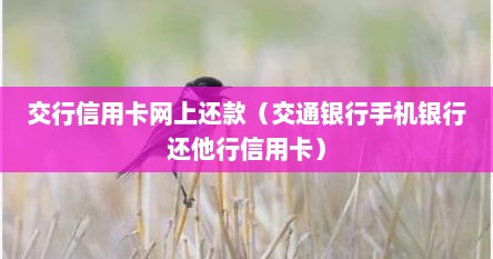 交行信用卡网上还款（交通银行手机银行还他行信用卡）