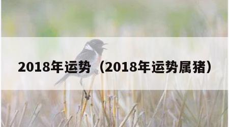 2018年运势（2018年运势属猪）