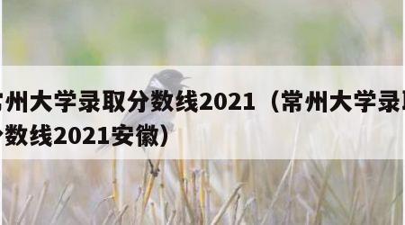 常州大学录取分数线2021（常州大学录取分数线2021安徽）