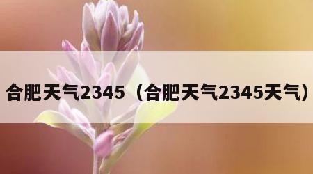 合肥天气2345（合肥天气2345天气）